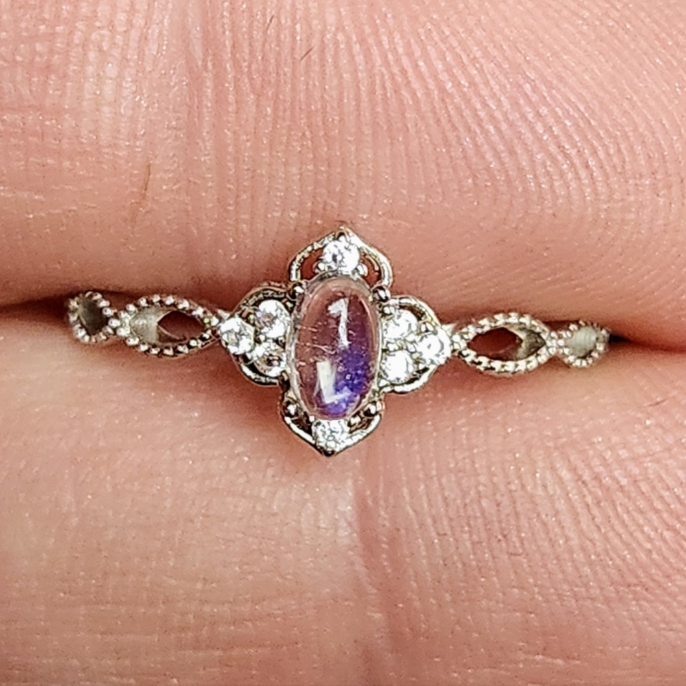 Beautiful 925 Sterling Silver Clear Quartz Adjustable Crystal Ring - Picture 2 of 8